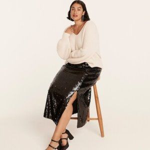 J. Crew Sequin Midi Skirt in Black XXS